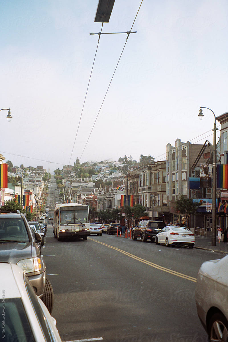 City Road Lined with Cars and Buildings in San Francisco.