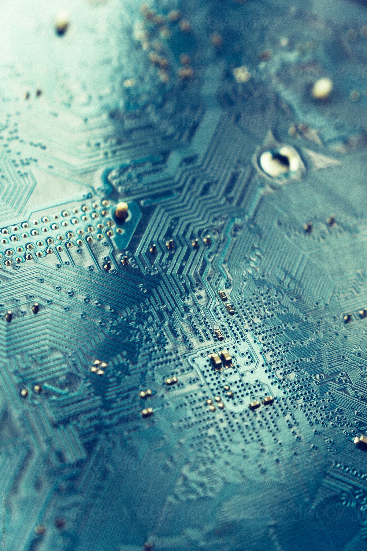 Blue printed circuit board background