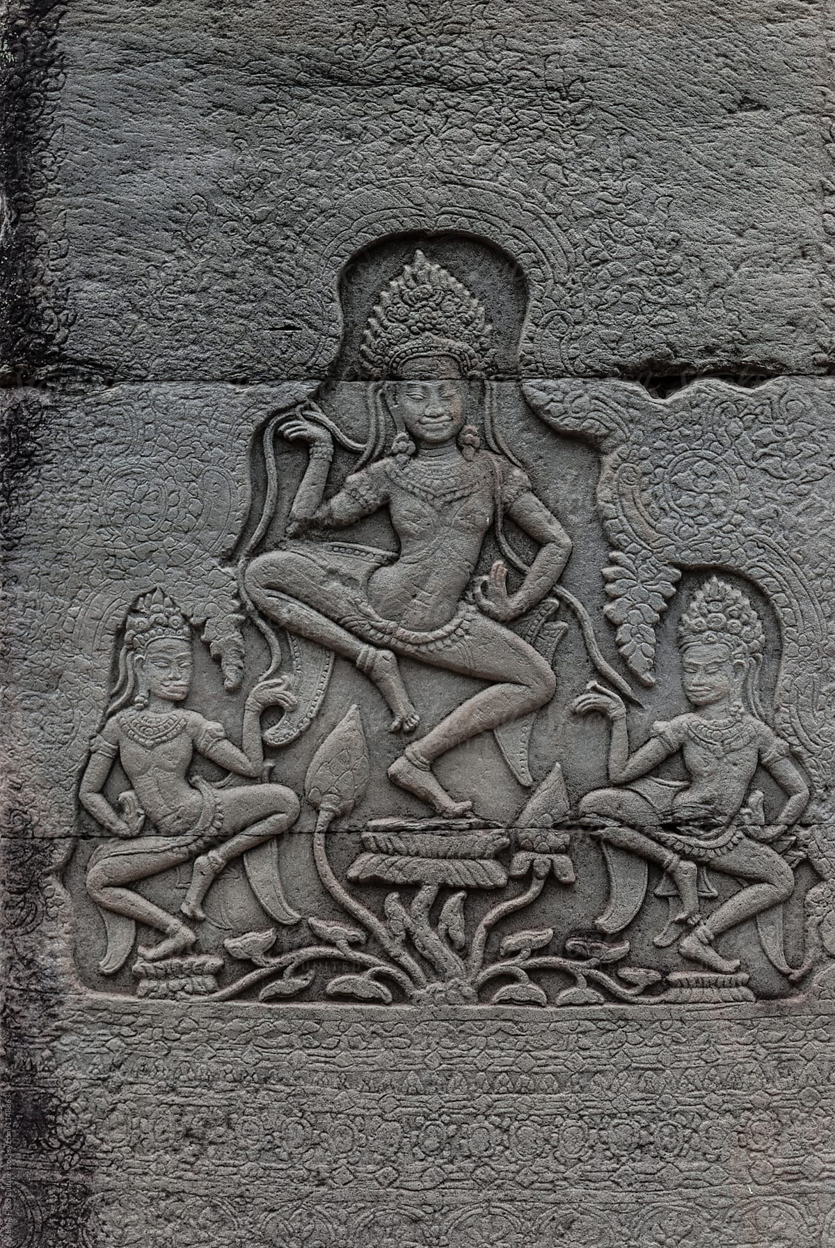 Carvings at Angkor Wat temple - Siem Reap - Cambodia