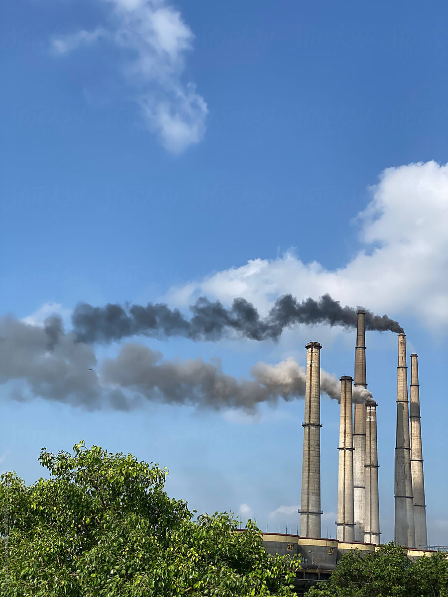 Thermal power plant with emission of ash in air