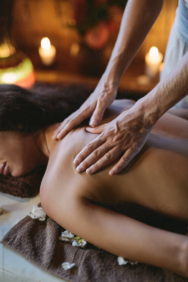 Relaxing Back Massage In A Spa Centre.