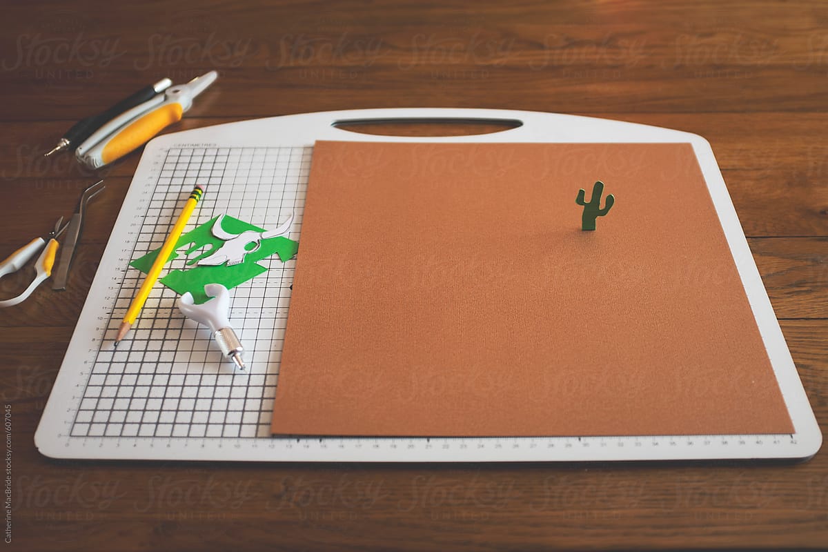 Paper cutting mat, cutting tools, paper cactus...