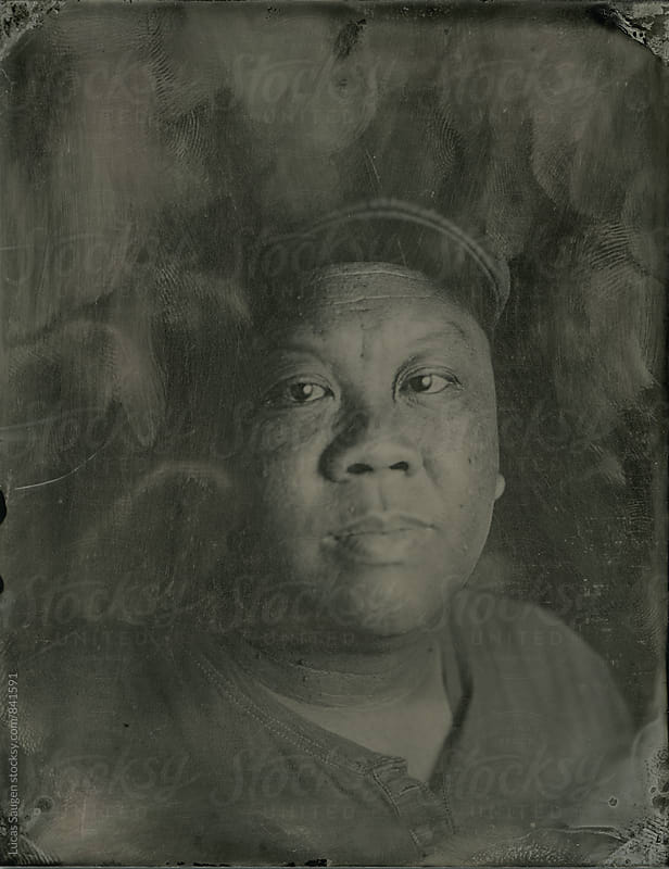 Tintype portrait with lots of fingerprints on the plate