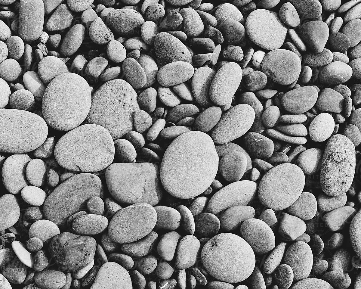 Close up smooth beach rocks at low tide