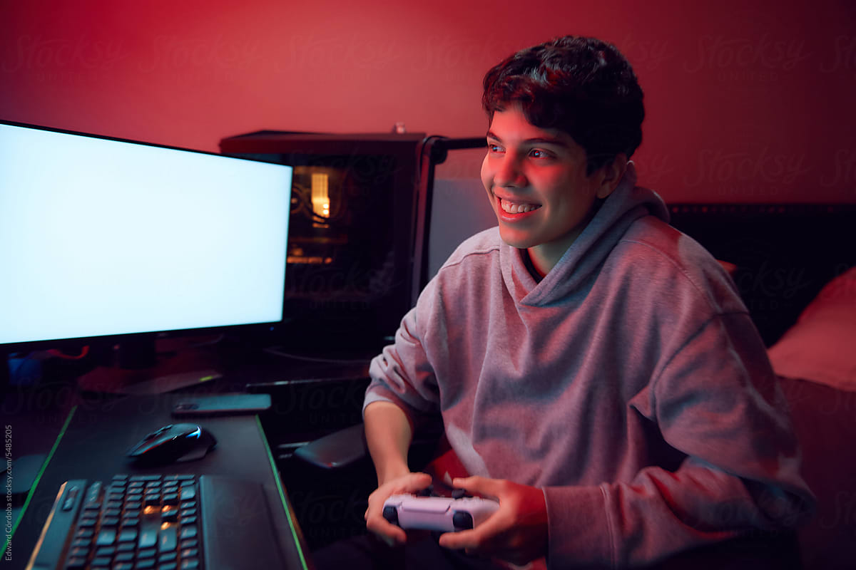 Young  Man Playing Video Games Online