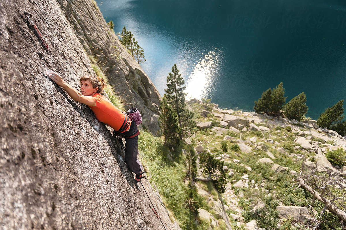 Woman Climber Rock Climbing Extreme Sport By Stocksy Contributor Manu Prats Stocksy