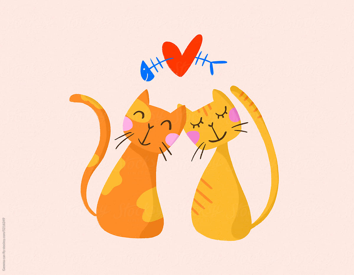 Cats in love illustration