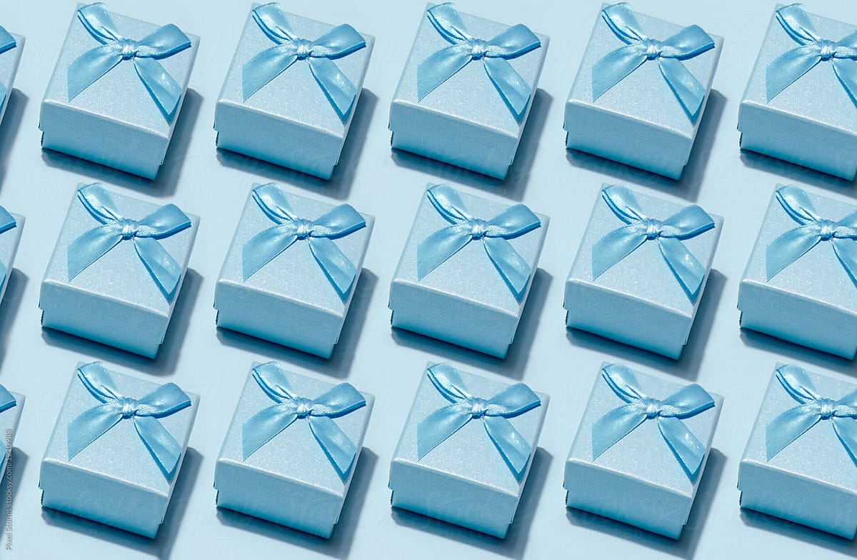 Blue gift boxes pattern