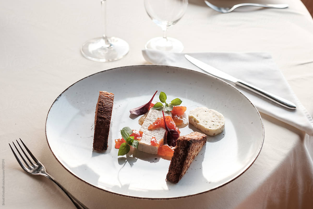 Food Served On The Plate At The Luxurious Restaurant