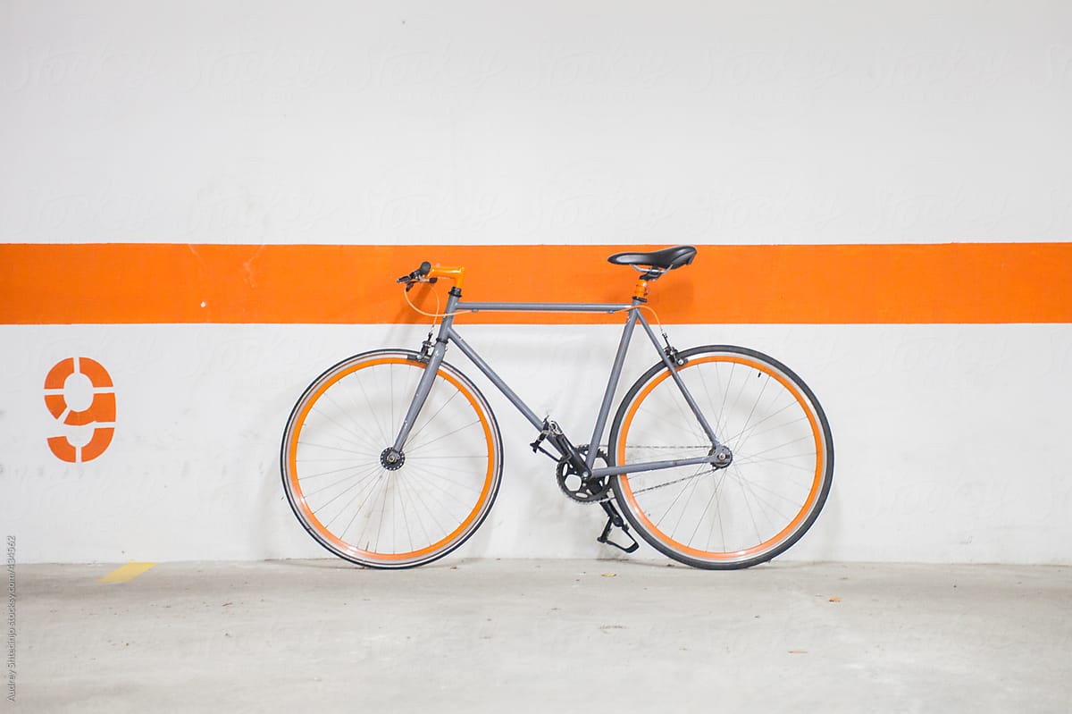 fixie bike against wall