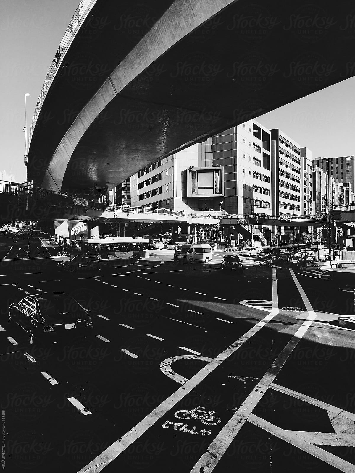 Tokyo Traffic - Busy Intersection in Black and White