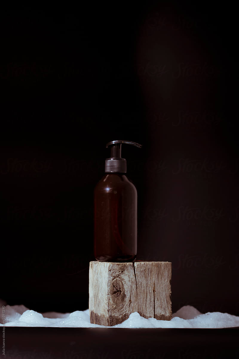 brown bottle with cosmetic product