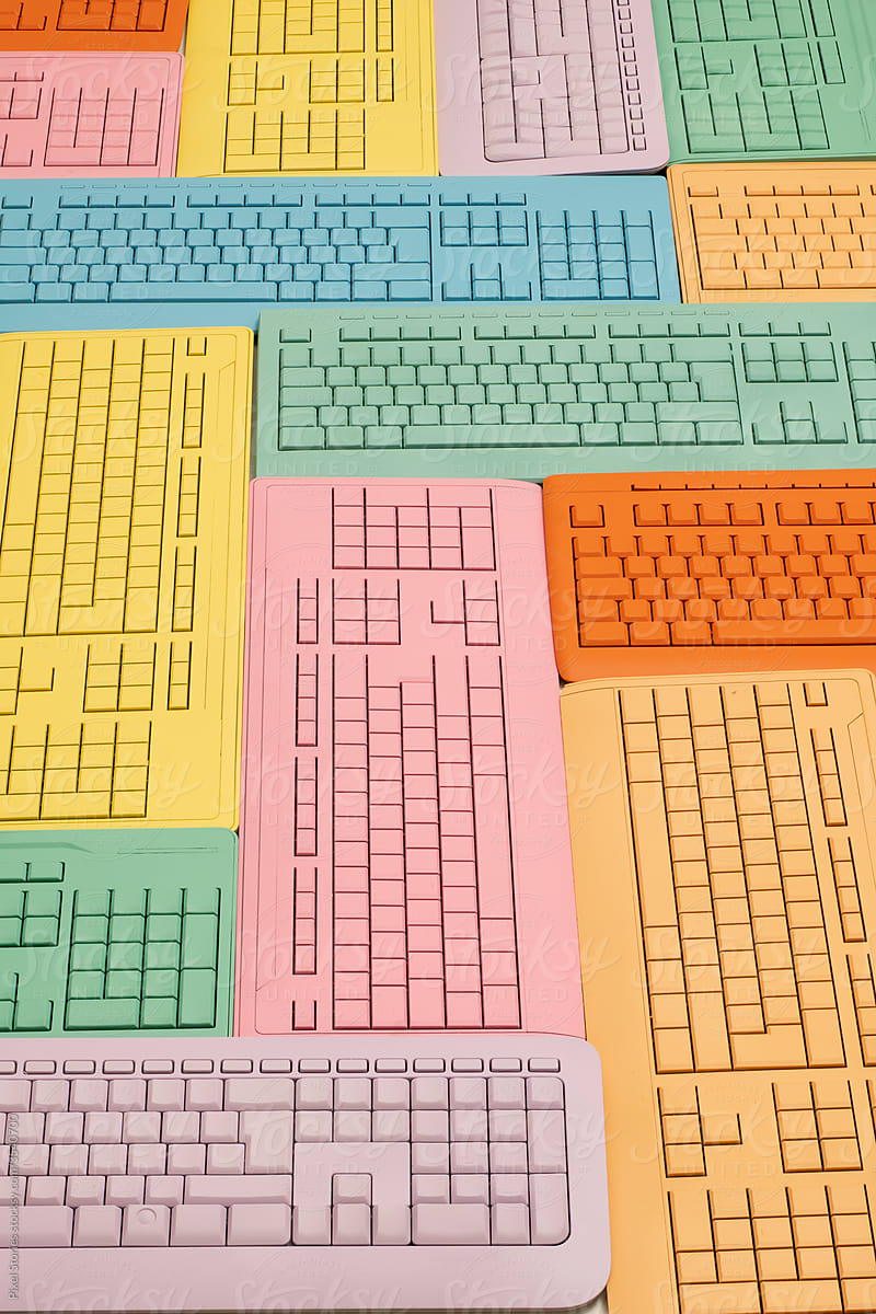 Colorful computer keyboard technology background