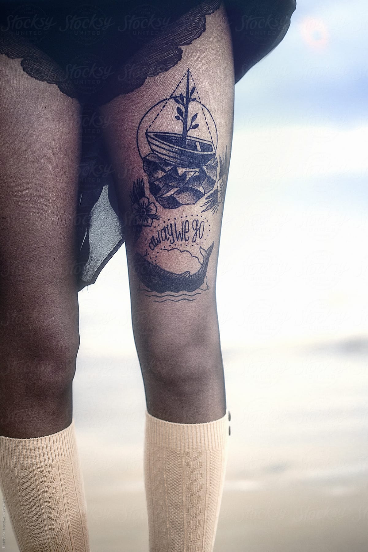 forest themed full sleeve leg tattoos