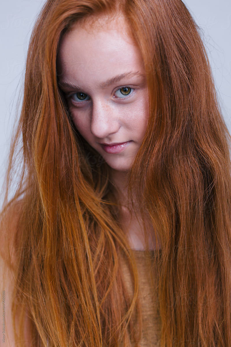 Pretty teen girl  studio closeup portrait