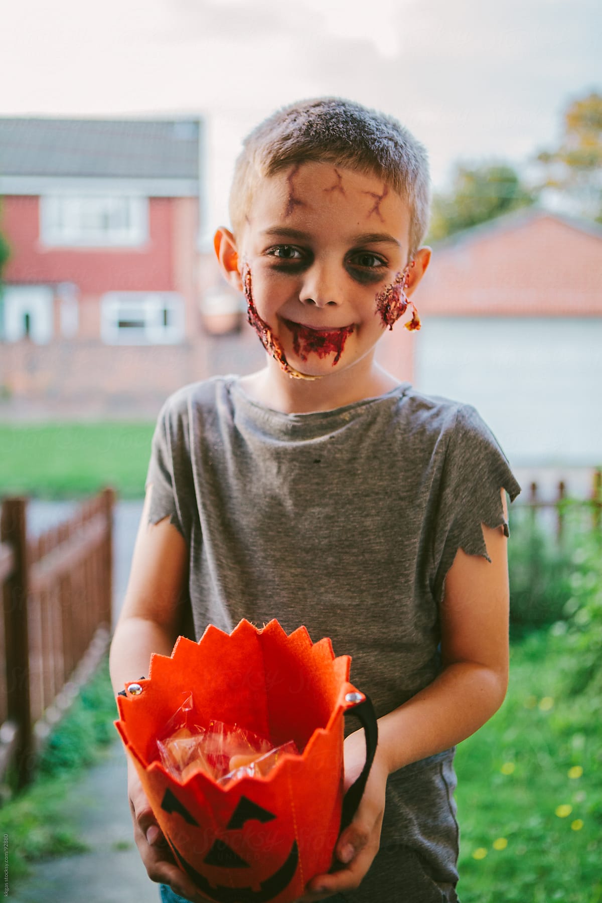 Little boy in Zombie Halloween costume