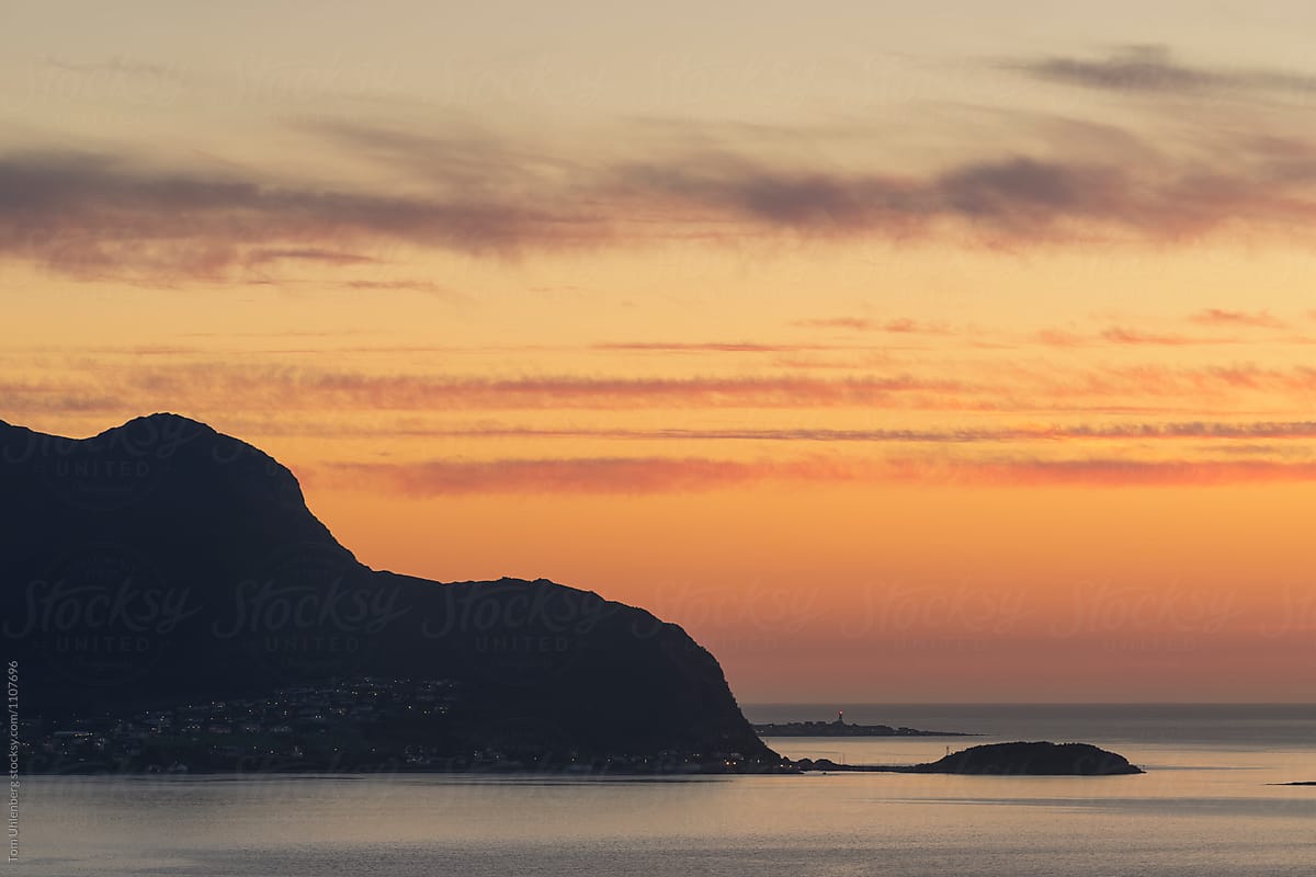 Ålesund Region, Norway - View from Mt. Aksla towards the Island of Godøy at Sunset