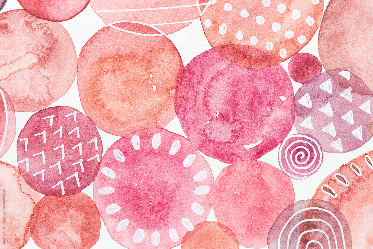 Watercolour Art Texture Pink Dots on white