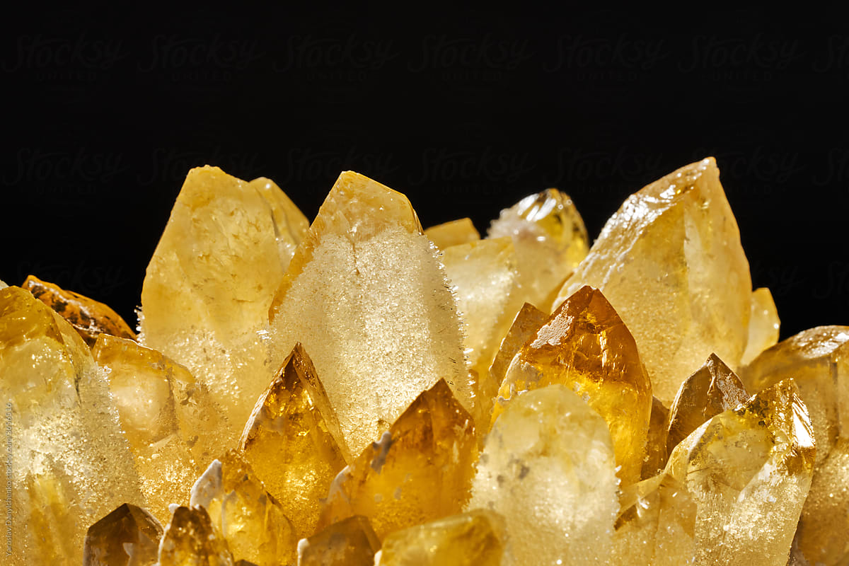 Magic yellow crystals closeup