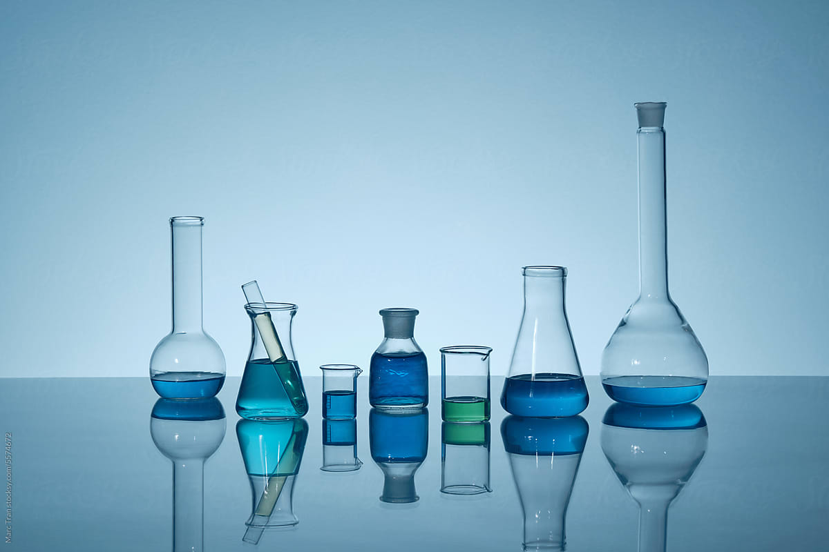 Researchers are using glassware in laboratories