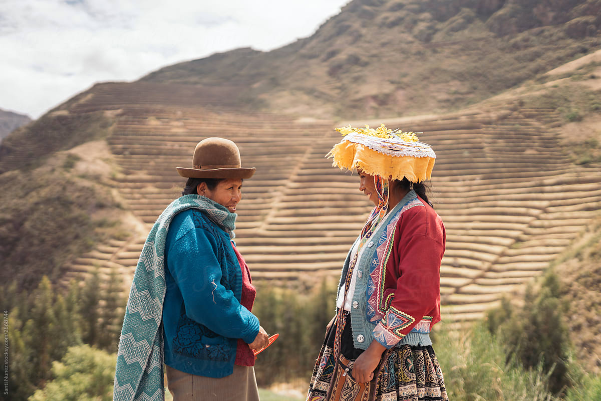 Peruvian women friends chatting