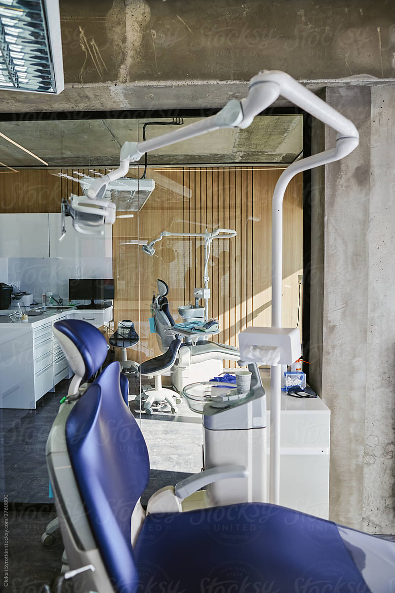 Orthodontic Cabinet Equipped With Modern Dental Devices And Tools