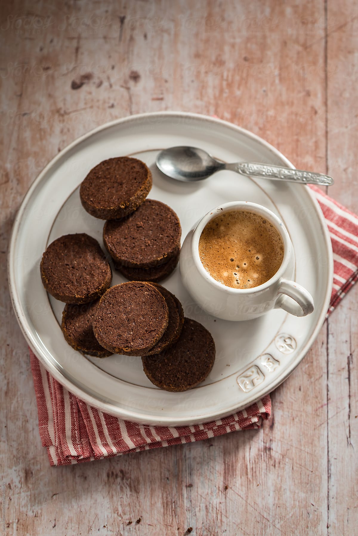 Cocoa biscuits and a cup of coffee