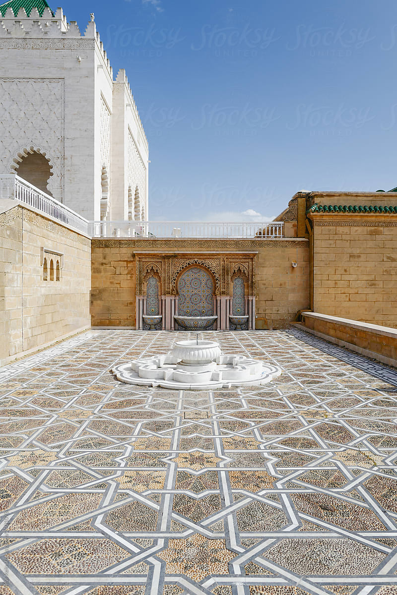Moroccan traditional architectural style fountain, Rabat, Morocco