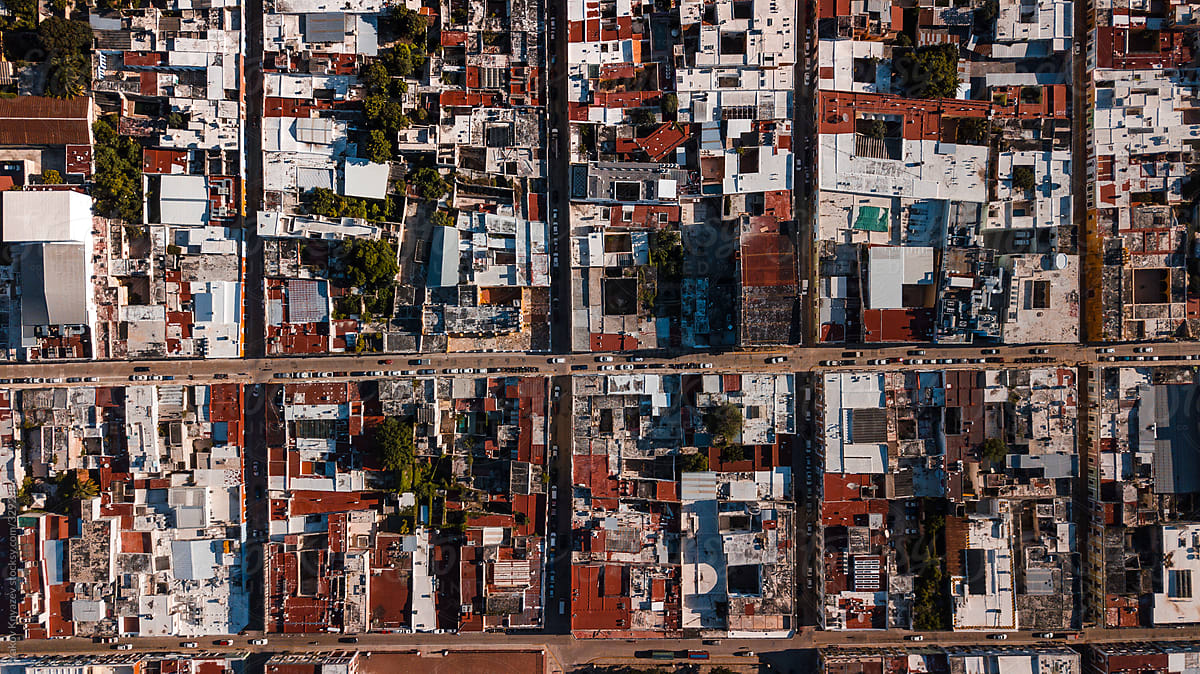 old mexican city aerial shot