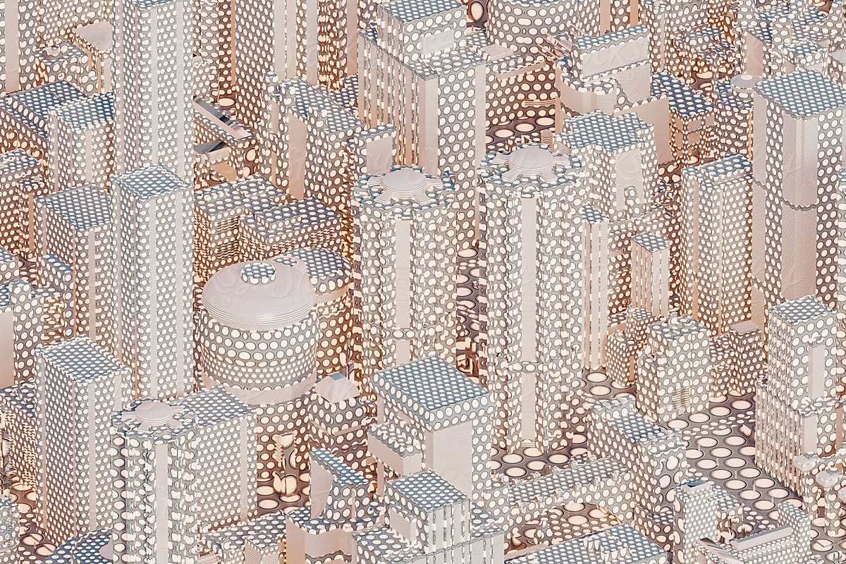 Virtual city in abstract materials