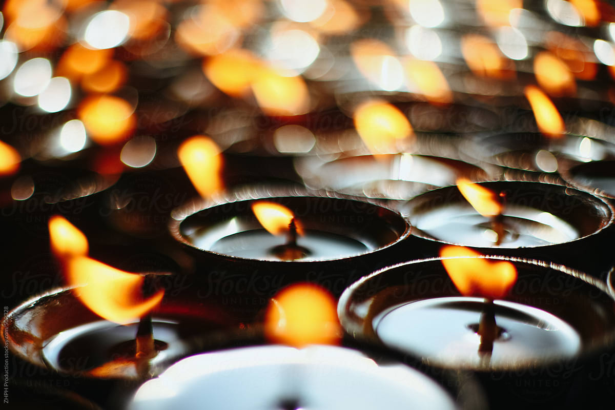 Oil candles in the temple