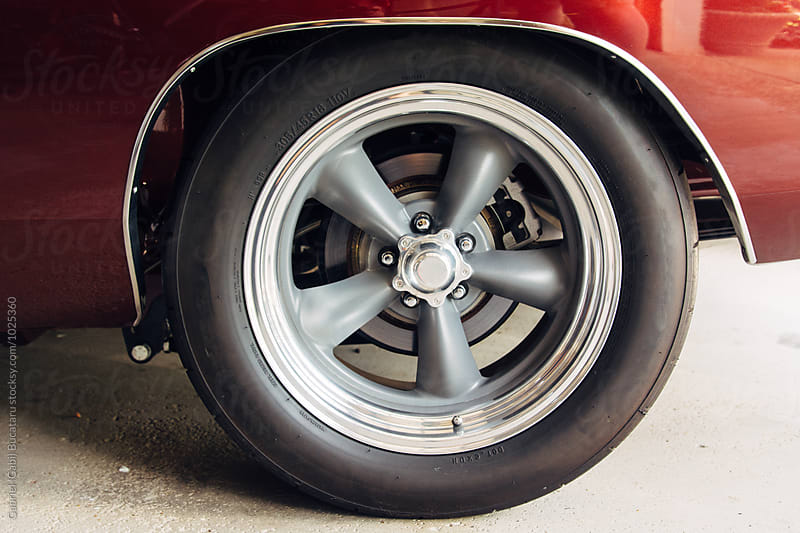 Wheel close up on a retro car