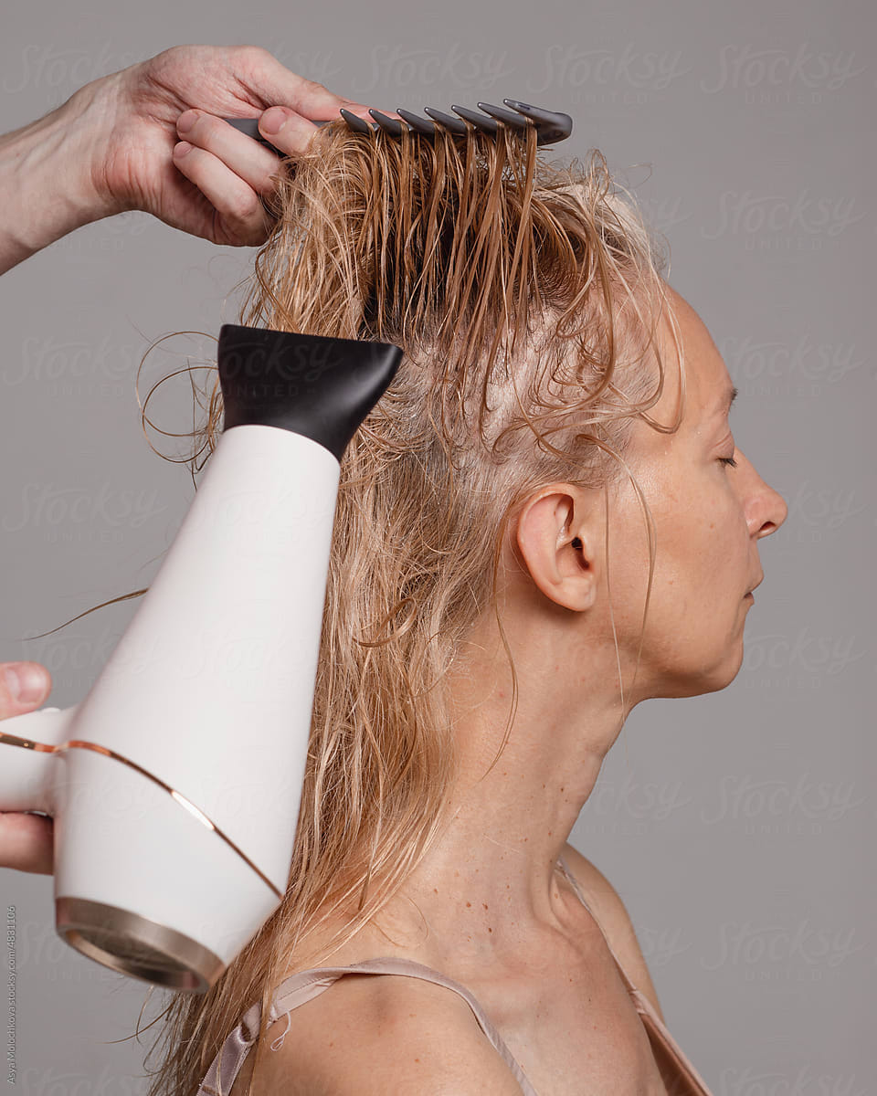 Hair drying with hair dryer