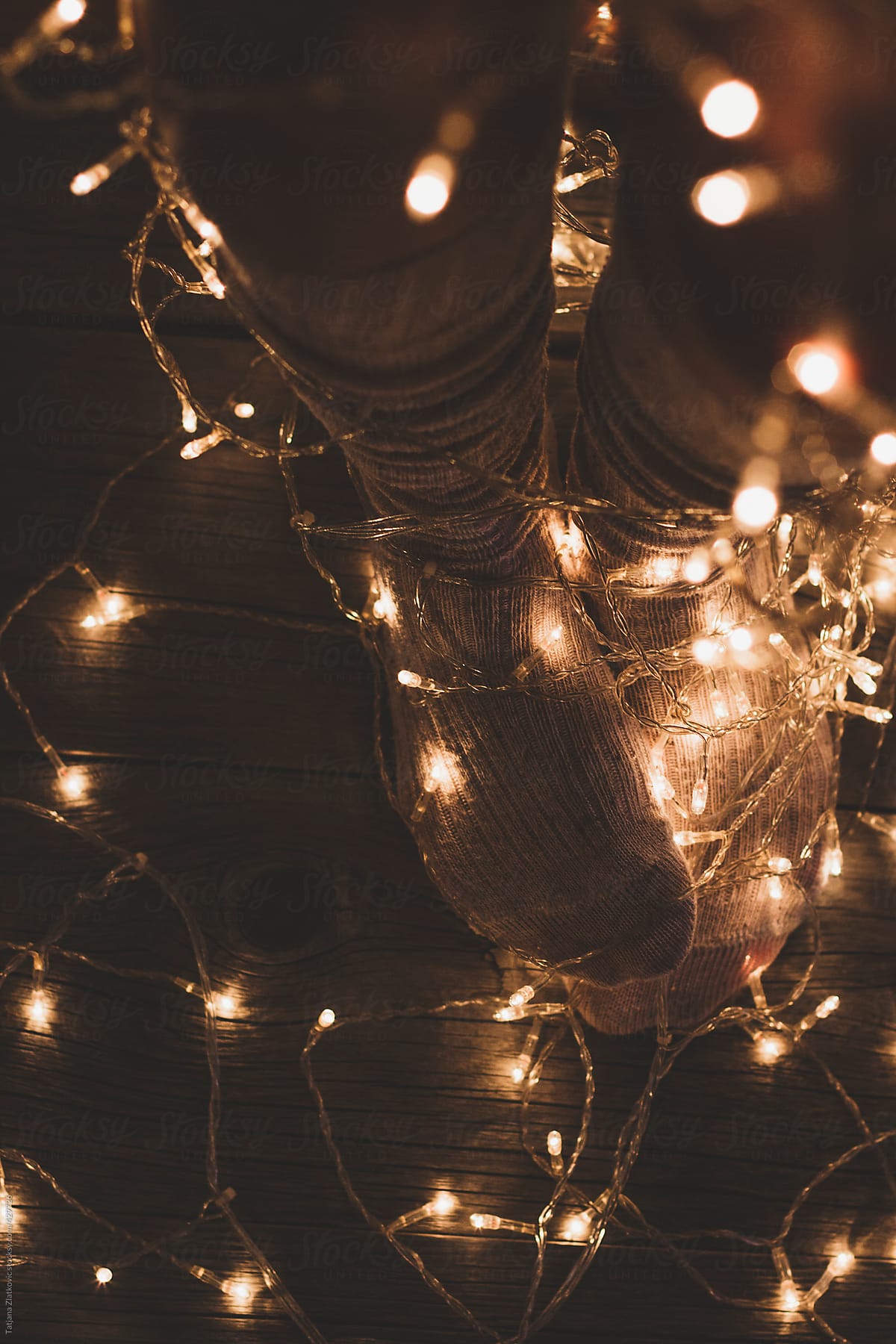 Legs and Christmas lights