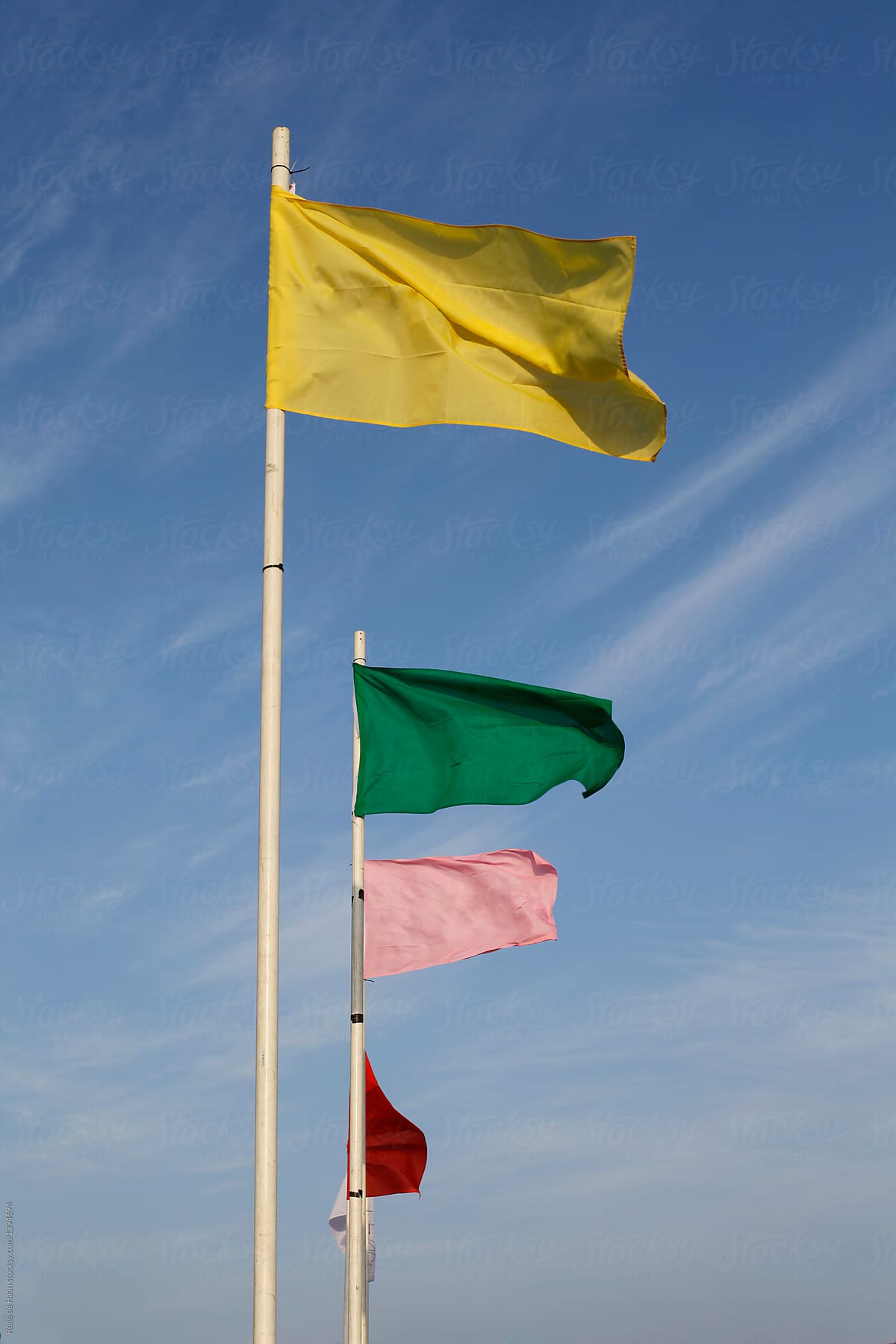 four coloured flags