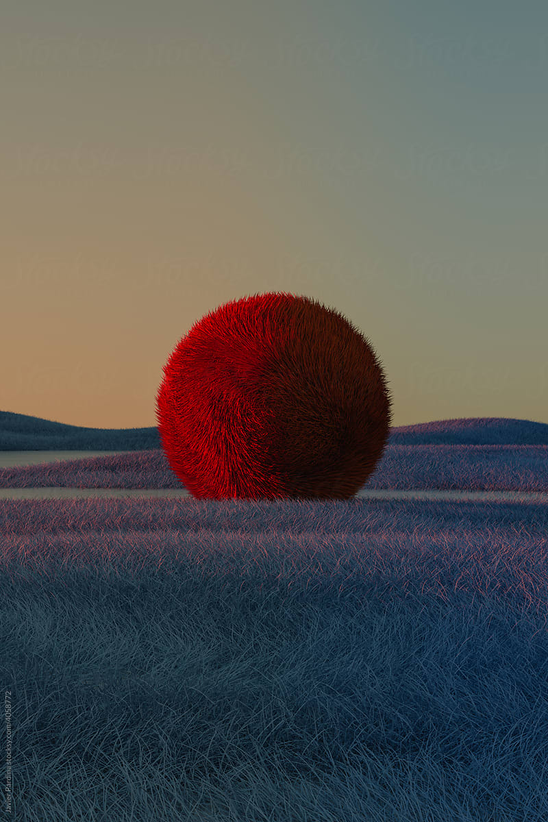 hairy sphere posing on hills