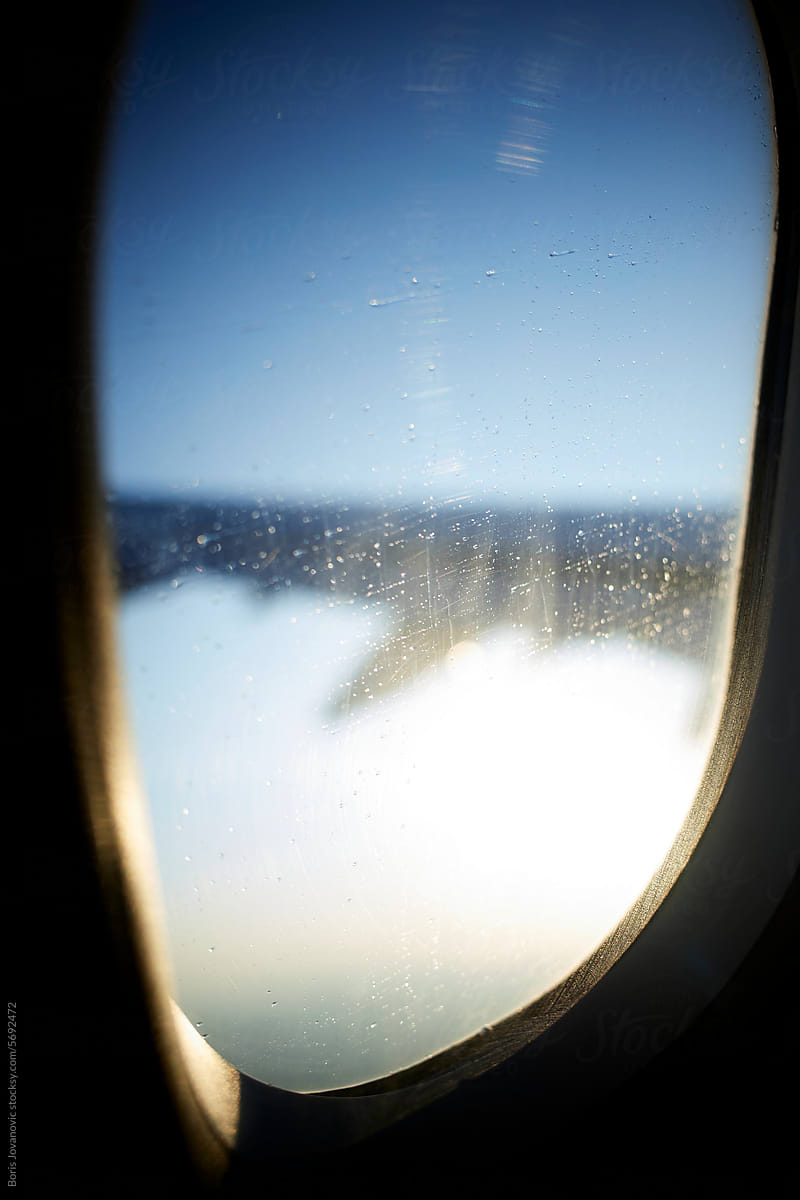 Fogged airplane window