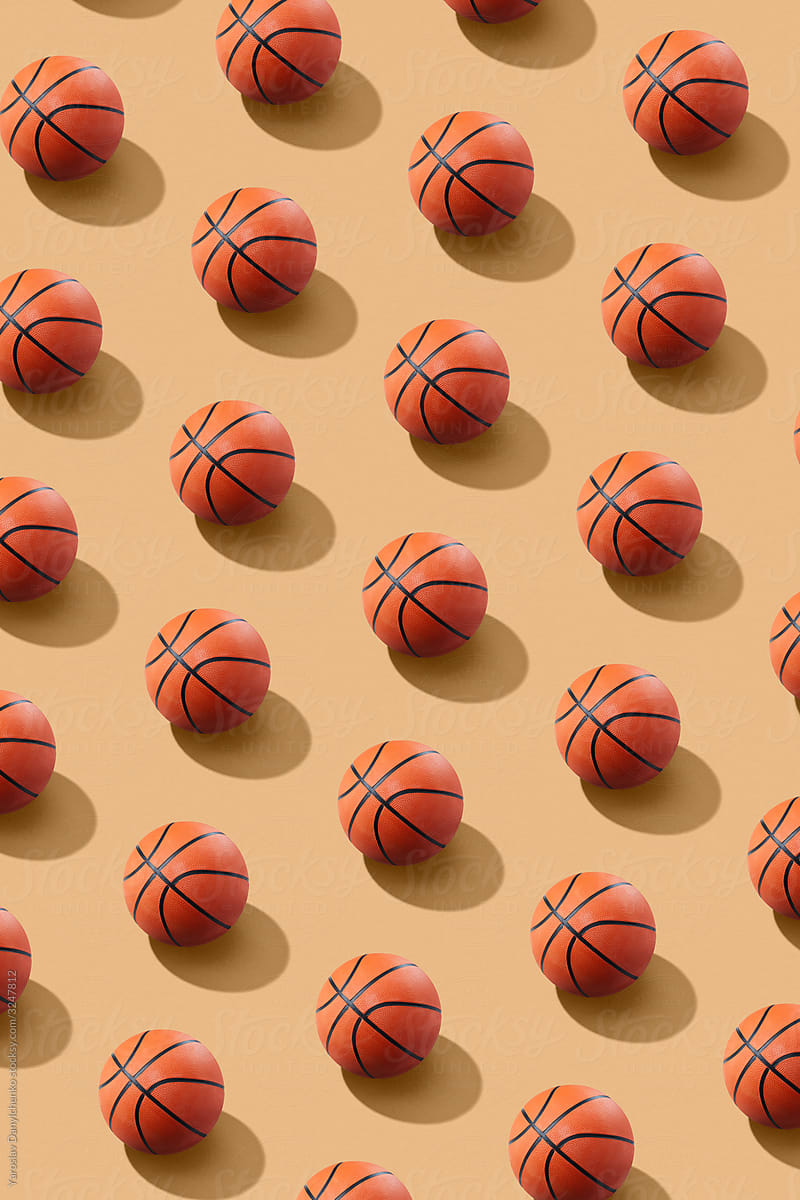 Pattern from basketball balls with shadows.