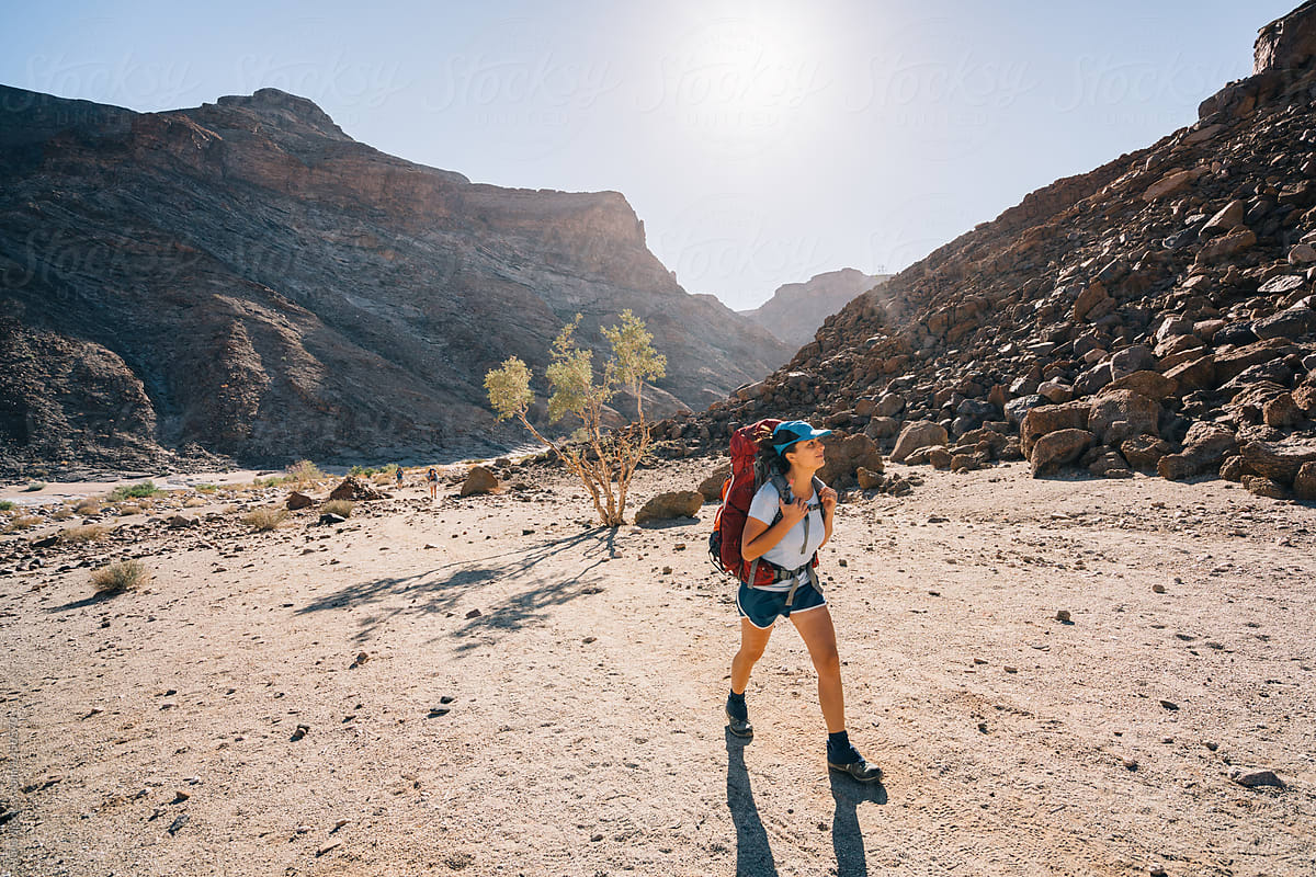 Desert hiker with backpack