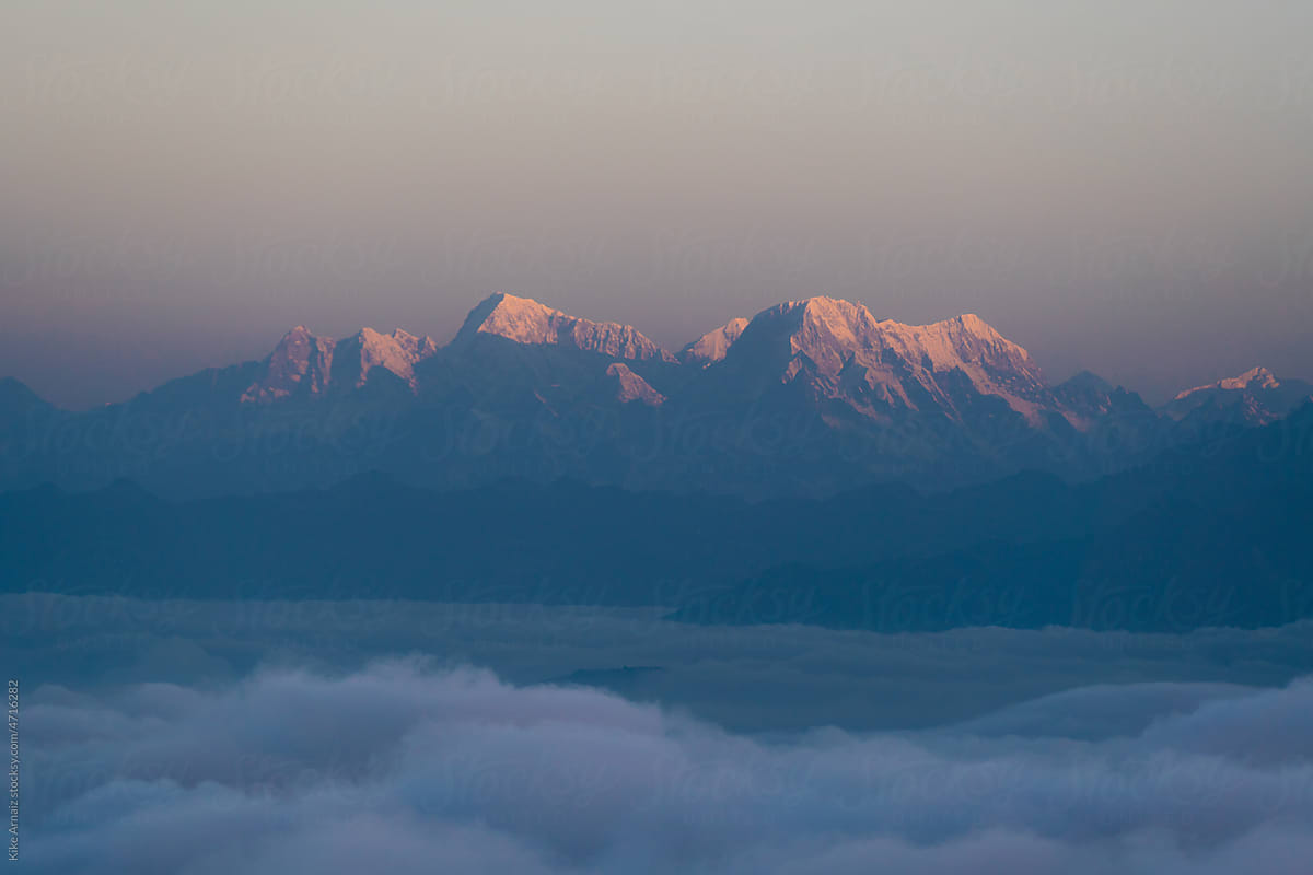 Sunrise in the Himalayan mountains