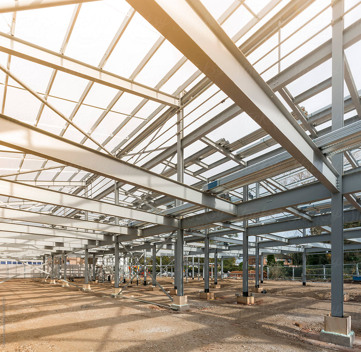 Steel structure for a new building under construction