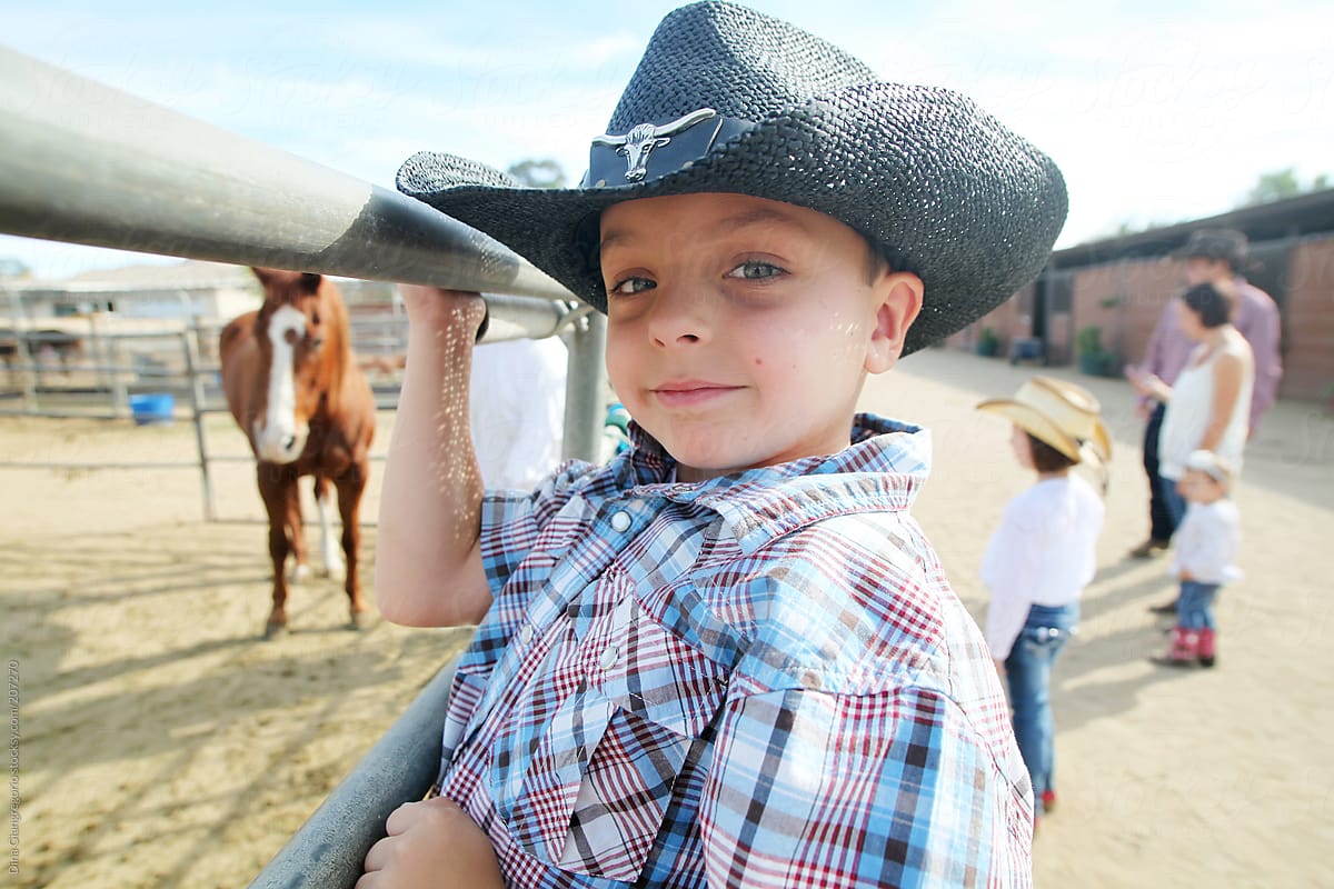 Boy Wearing Cowboy Hat