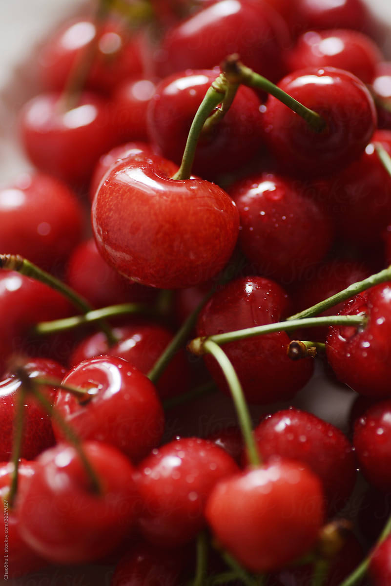 Fresh cherries, wash and prepare for cake and dessert