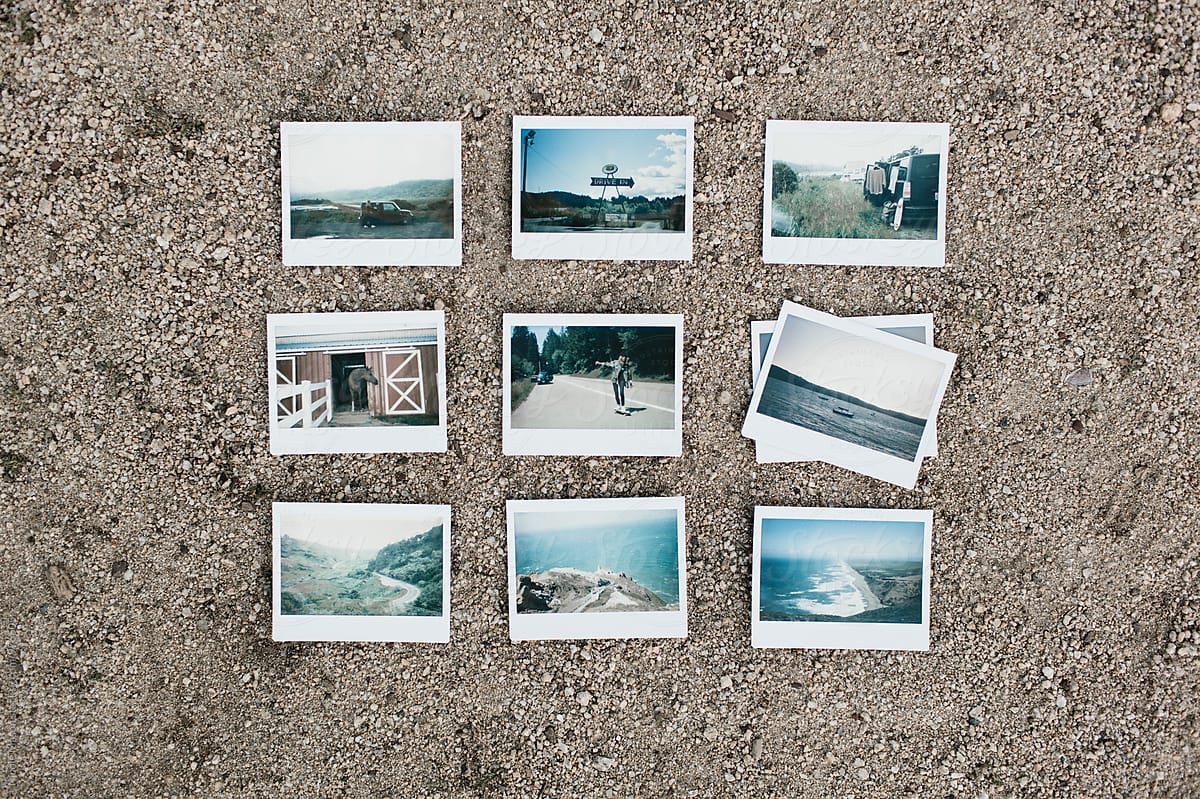 layout grid of instant photos