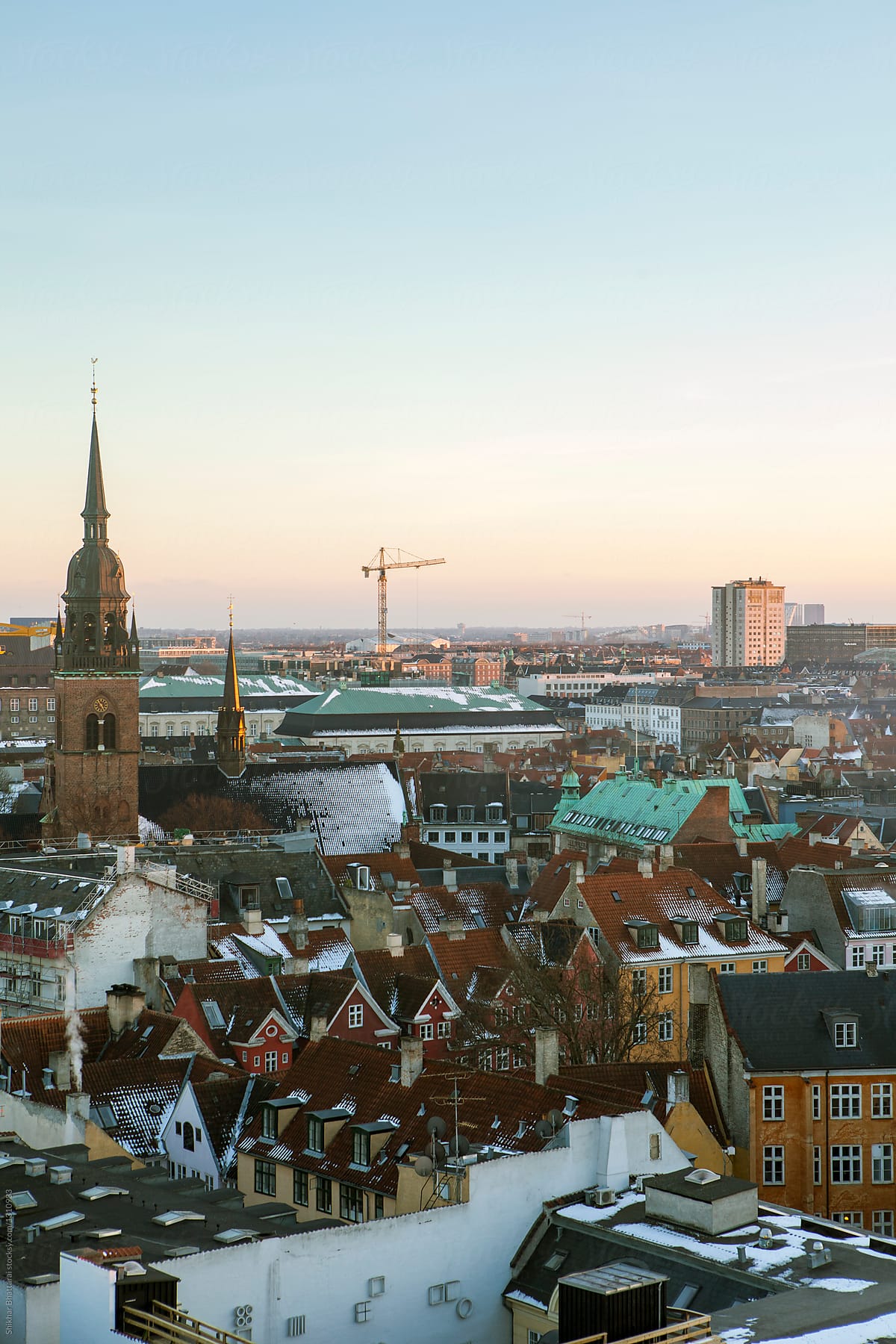 Cityscape of Central Copenhagen, Denmark.