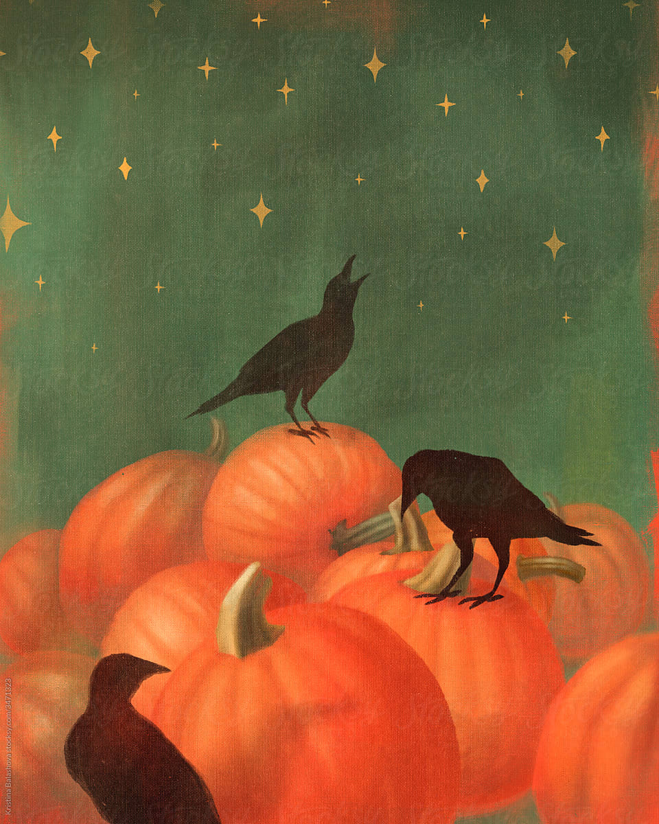 Pumpkin and raven