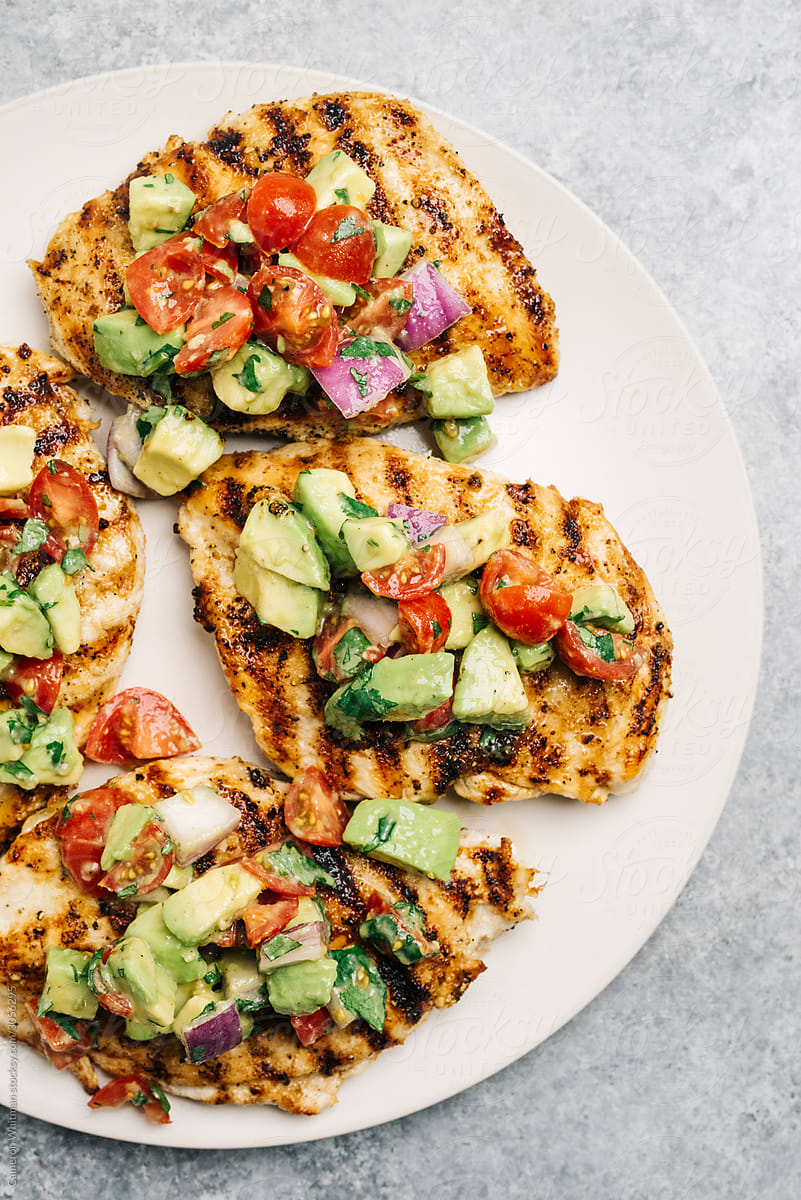 Grilled Chicken Breast Topped With Avocado Salsa