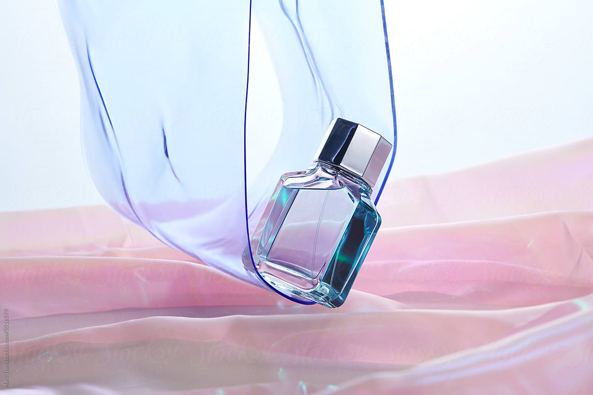 Perfume bottle mockup stand on acrylic sheets