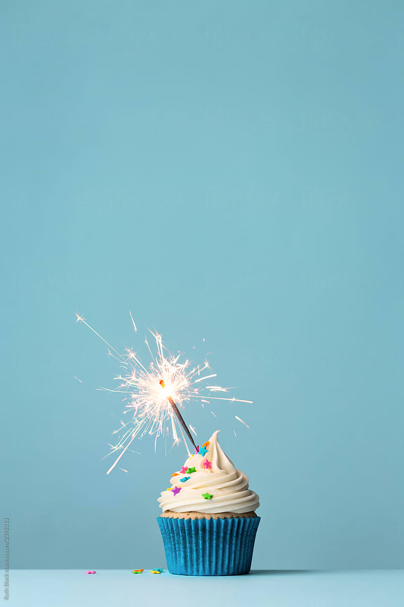 Birthday cupcake with sparkler