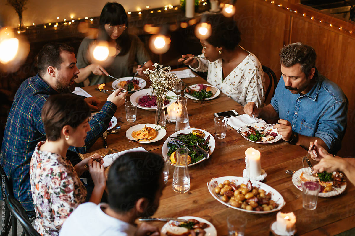 Dinner with friends. - Stock Image - Everypixel